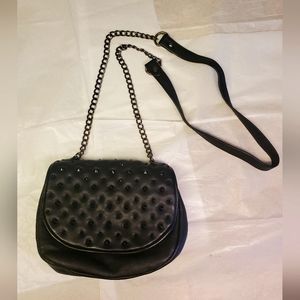 Black LD Tuttle Crossbody Purse with Spikes on front